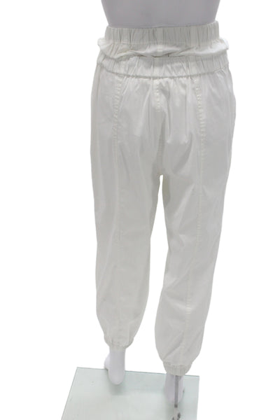 Tre Womens Jogger Cropped Pants White Cotton Drawstring Solid Fall Size 0
