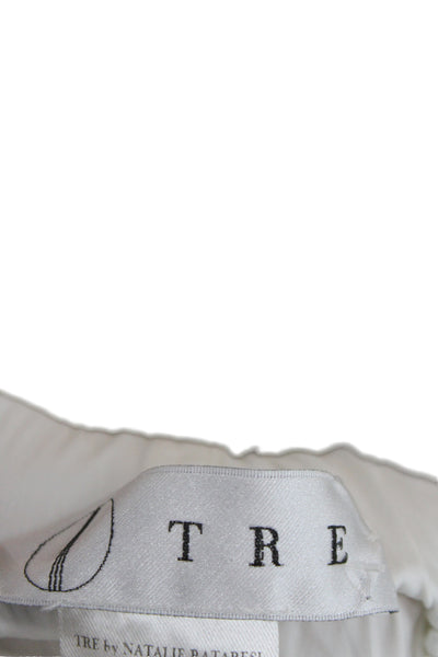 Tre Womens Jogger Cropped Pants White Cotton Drawstring Solid Fall Size 0