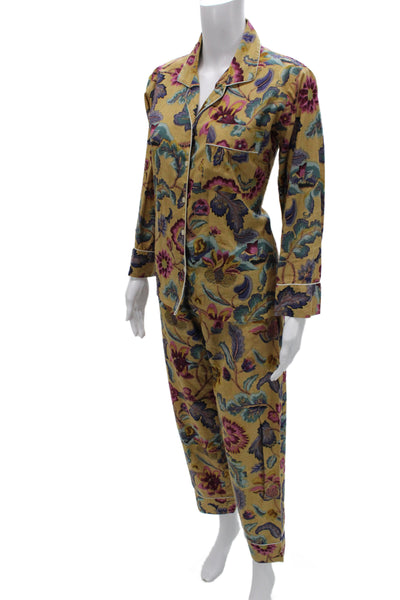 Curiosity Lab Womens Button Front Floral Printed Pajama Set Brown Size IT 36