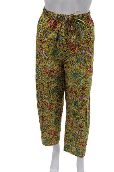Curiosity Lab Womens Button Front Floral Bug Printed Pajama Set Yellow IT 38