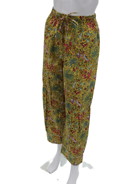 Curiosity Lab Womens Button Front Floral Bug Printed Pajama Set Yellow IT 38