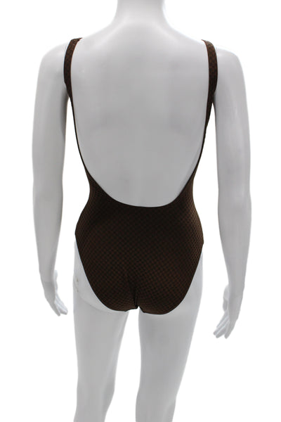 Louis Vuitton Women Designer Geometric Brown One Piece Swimwear Size 36