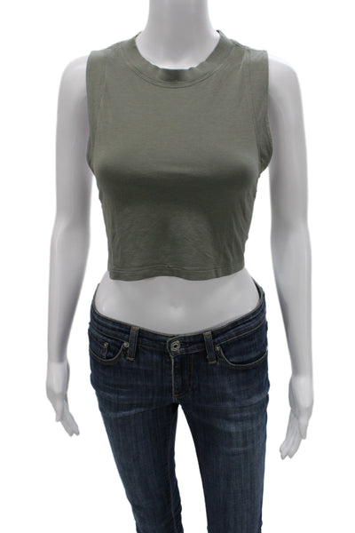Lululemon Women Green Cropped Tank Basic Sleeveless Crew Neck Size 8