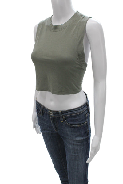 Lululemon Women Green Cropped Tank Basic Sleeveless Crew Neck Size 8