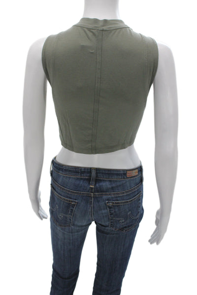 Lululemon Women Green Cropped Tank Basic Sleeveless Crew Neck Size 8