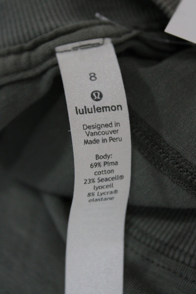 Lululemon Women Green Cropped Tank Basic Sleeveless Crew Neck Size 8