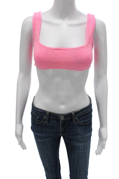 Hunza Womens Pink Sleeveless Square Neck Solid Blouse Size S
