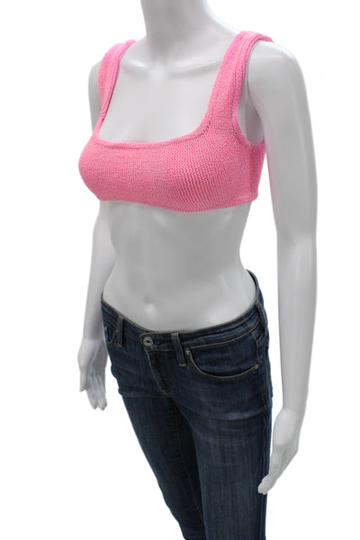 Hunza Womens Pink Sleeveless Square Neck Solid Blouse Size S