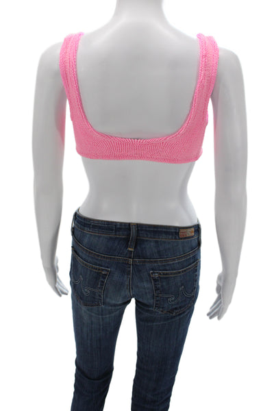 Hunza Womens Pink Sleeveless Square Neck Solid Blouse Size S