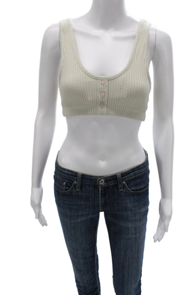 Stateside Womens Beige Scoop Neck Sleeveless Solid Top Size S
