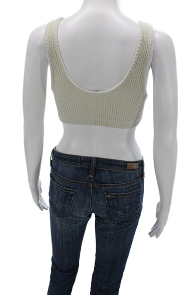 Stateside Womens Beige Scoop Neck Sleeveless Solid Top Size S