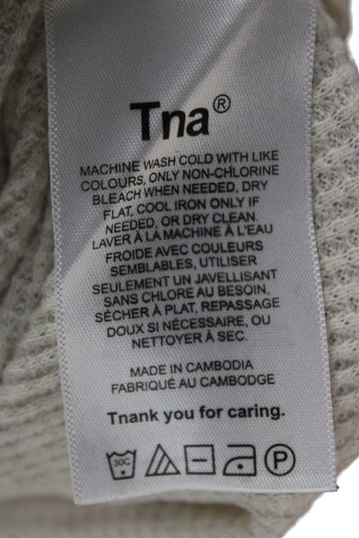 TNA Womens Beige Cropped Tank Sleeveless 90s Cotton Polyester Top Size M