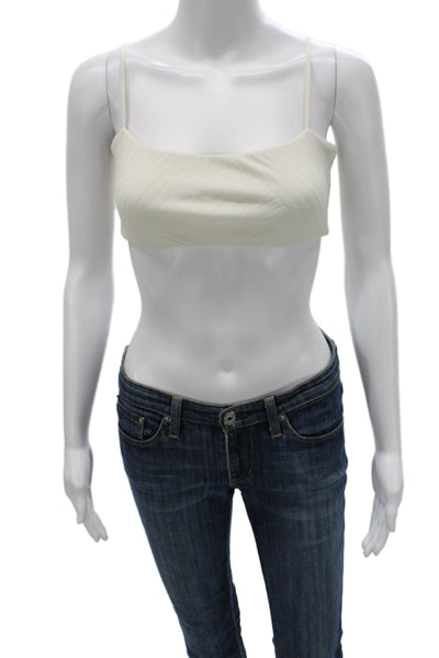 L Space Womens White Sleeveless Scoop Neck Blouse Size L