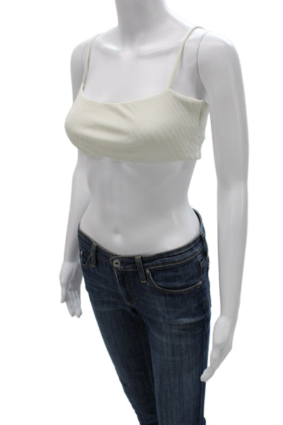 L Space Womens White Sleeveless Scoop Neck Blouse Size L