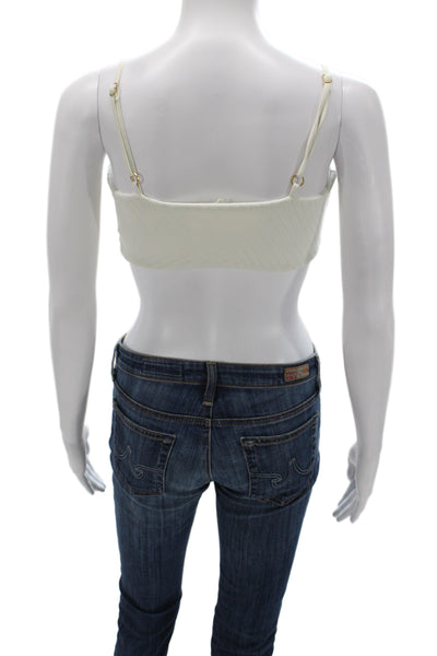 L Space Womens White Sleeveless Scoop Neck Blouse Size L