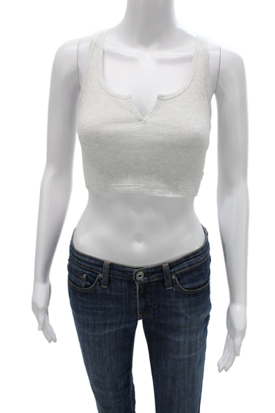 TNA Womens Cropped Tank Sleeveless Scoop Neck Gray Cotton 90s Size S