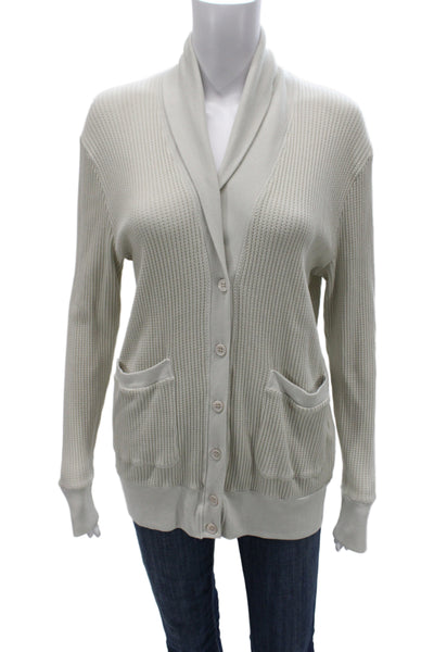 Stateside Unisex V-Neck Button Cardigan Beige Long Sleeve Size S