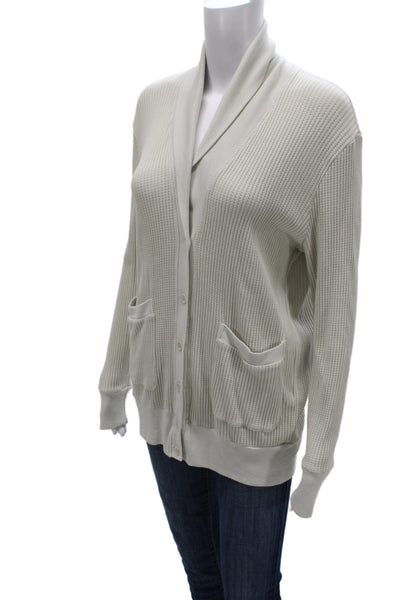Stateside Unisex V-Neck Button Cardigan Beige Long Sleeve Size S