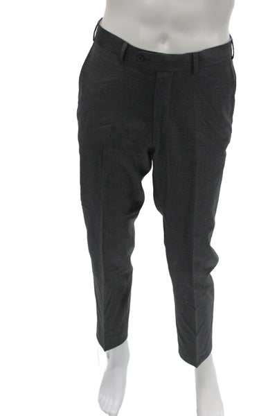 Suit Supply Mens Cropped Dress Pants Dark Gray 100% Wool Button Size 46