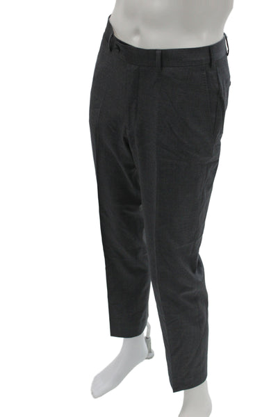 Suit Supply Mens Cropped Dress Pants Dark Gray 100% Wool Button Size 46
