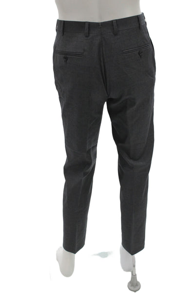 Suit Supply Mens Cropped Dress Pants Dark Gray 100% Wool Button Size 46