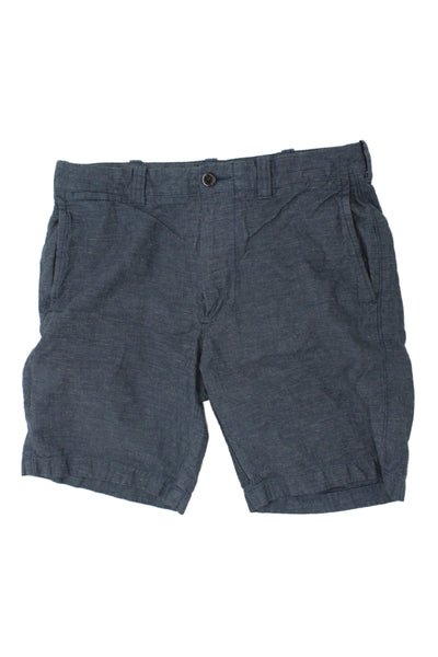 J Crew Mens Dark Blue Striped Chino Shorts Cotton Linen Size 30