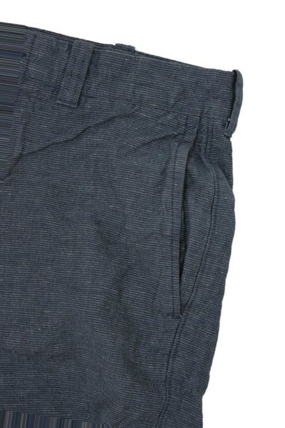 J Crew Mens Dark Blue Striped Chino Shorts Cotton Linen Size 30