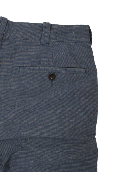 J Crew Mens Dark Blue Striped Chino Shorts Cotton Linen Size 30