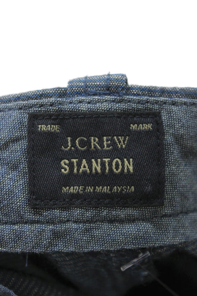 J Crew Mens Dark Blue Striped Chino Shorts Cotton Linen Size 30