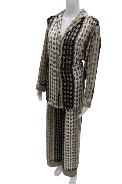 Intimately Free People Womens Collared Geometric Long Sleeve Set Brown Size XS