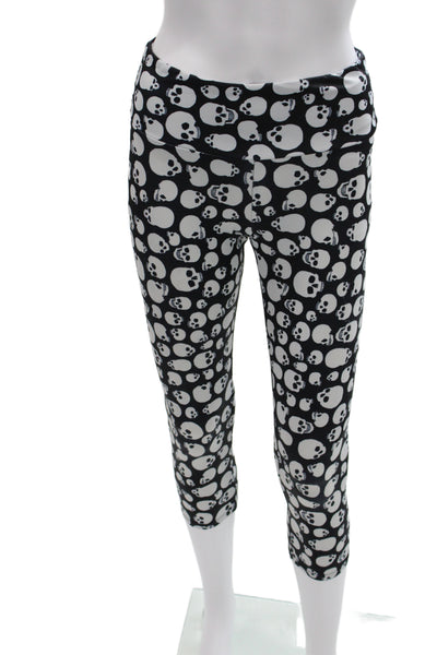 ONZIE Womens Leggings Capri Cropped Black Skull Graphic Print Size XS