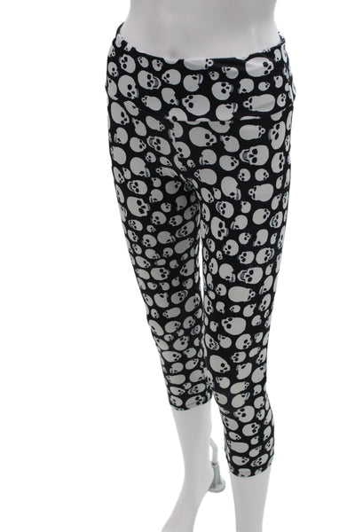 ONZIE Womens Leggings Capri Cropped Black Skull Graphic Print Size XS