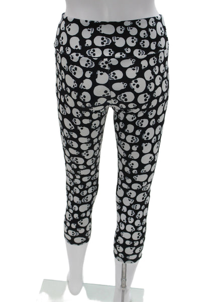 ONZIE Womens Leggings Capri Cropped Black Skull Graphic Print Size XS