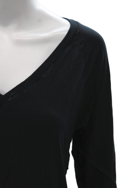 Feel The Piece Womens Black V-Neck Basic Long Sleeve T-Shirt Size XS