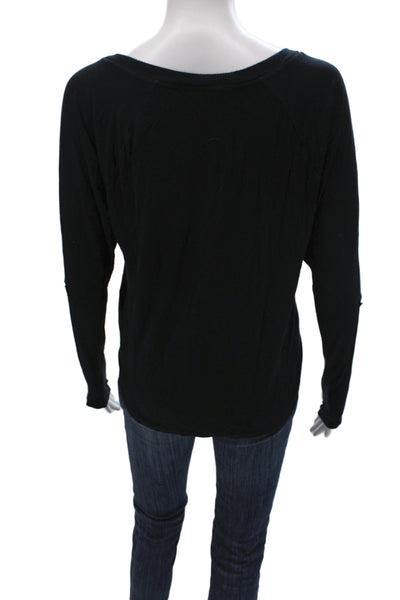 Feel The Piece Womens Black V-Neck Basic Long Sleeve T-Shirt Size XS