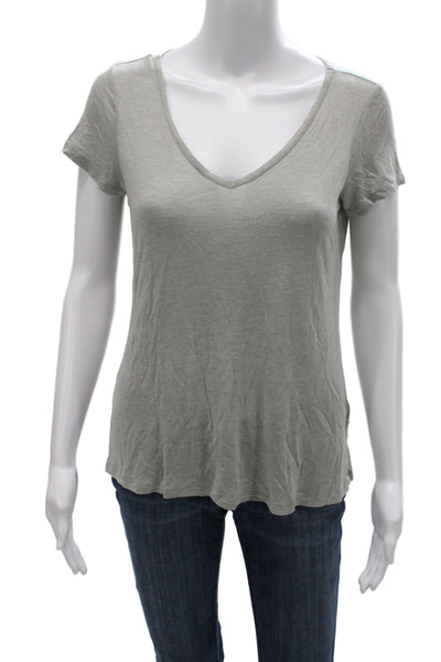 Allsaints Womens Basic T-Shirt Gray V-Neck Short Sleeve Cotton Size M