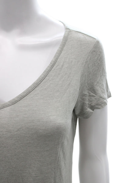 Allsaints Womens Basic T-Shirt Gray V-Neck Short Sleeve Cotton Size M
