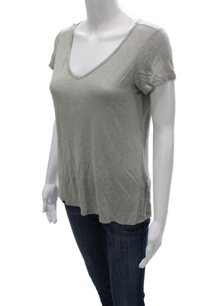 Allsaints Womens Basic T-Shirt Gray V-Neck Short Sleeve Cotton Size M