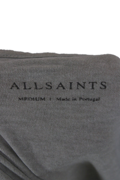 Allsaints Womens Basic T-Shirt Gray V-Neck Short Sleeve Cotton Size M