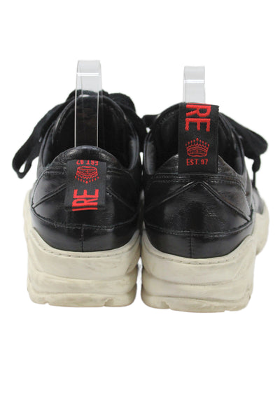 Zadig & Voltaire Womens Shiny Leather Low Top Sneakers Shoes Black Size 9