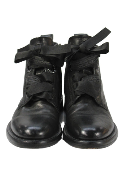 Zadig & Voltaire Womens Leather Embellished Lace Up Ankle Boots Shoes Black Sz 8