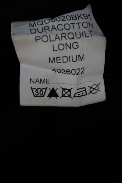 Barbour Mens Quilted Jacket Black Argyle Collared Cotton Button Size M