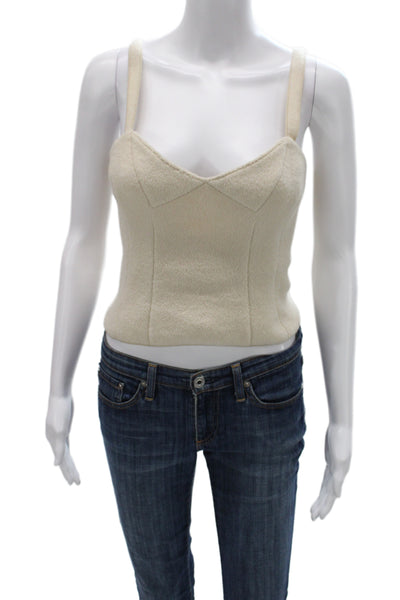 Gianni Bini Women Cropped Camisole Sleeveless Beige Wool Size S