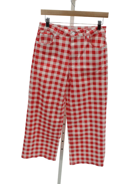 Rails Women Cropped Red High Rise Checked Pants Size 27