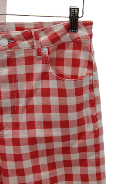 Rails Women Cropped Red High Rise Checked Pants Size 27