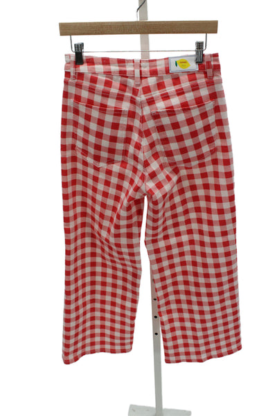 Rails Women Cropped Red High Rise Checked Pants Size 27