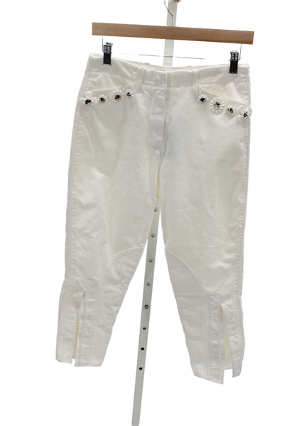 Fendi Women Cropped White Cotton Pants Size 38
