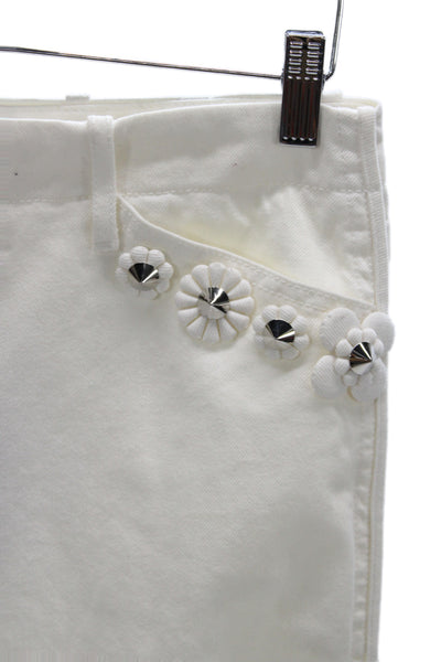 Fendi Women Cropped White Cotton Pants Size 38