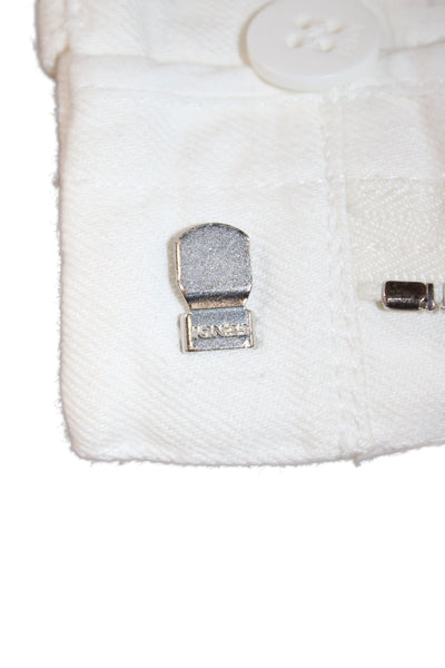 Fendi Women Cropped White Cotton Pants Size 38