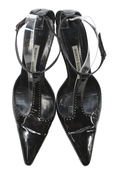 Manolo Blahnik Womens Leather Pointed Toe D'Orsay Heels Shoes Black Size 11.5